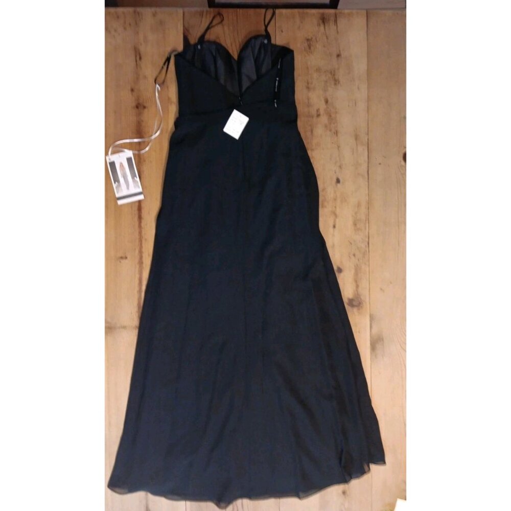 Sorella Vita Long Chiffon Dress Women 12 Black Strapless 8514 Evening Formal NWT - Picture 2 of 7